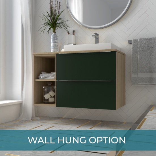 Alani 900 Green Vanity Unit with Storage Alani 900 Green Vanity Unit with Storage