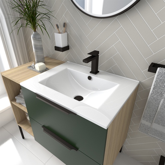 Alani 900 Green Vanity Unit with Storage Alani 900 Green Vanity Unit with Storage