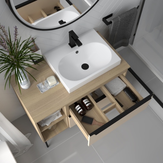 Alani 900 Sand Pink Sink Cabinet and Storage