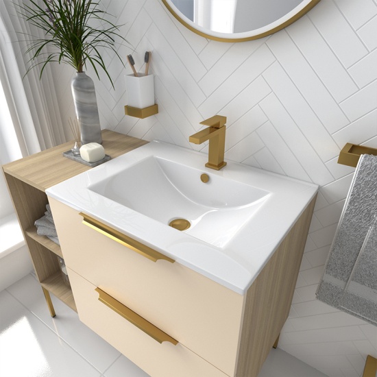 Alani 900 Sand Sand Vanity Unit with Storage Alani 900 Sand Sand Vanity Unit with Storage