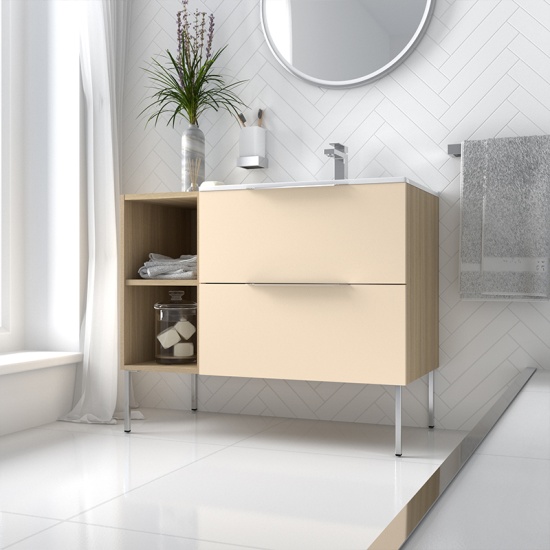 Alani 900 Sand Sand Vanity Unit with Storage Alani 900 Sand Sand Vanity Unit with Storage