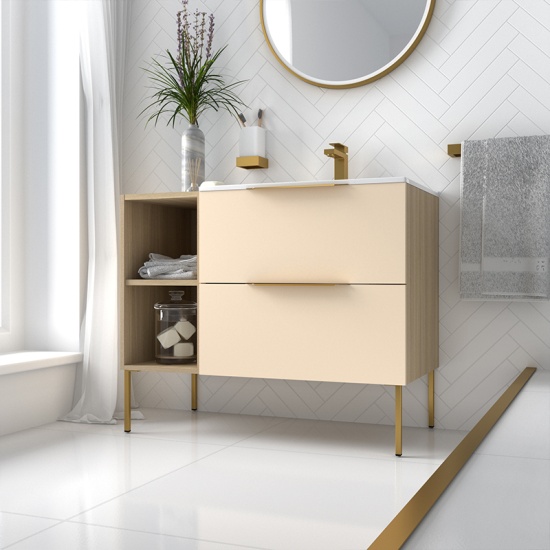 Alani 900 Sand Sand Vanity Unit with Storage Alani 900 Sand Sand Vanity Unit with Storage