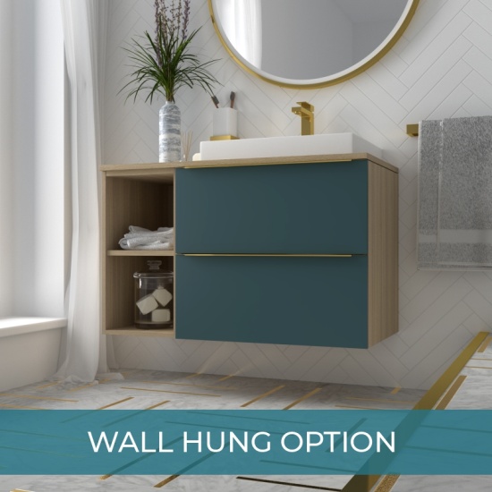 Alani 900 Petrol Blue Vanity Unit with Storage Alani 900 Petrol Blue Vanity Unit with Storage