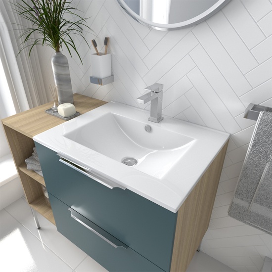 Alani 900 Petrol Blue Vanity Unit with Storage Alani 900 Petrol Blue Vanity Unit with Storage