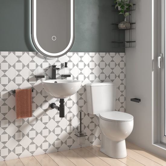 Tesla Cloakroom Suite with Toilet & Basin Tesla Cloakroom Suite with Toilet & Basin