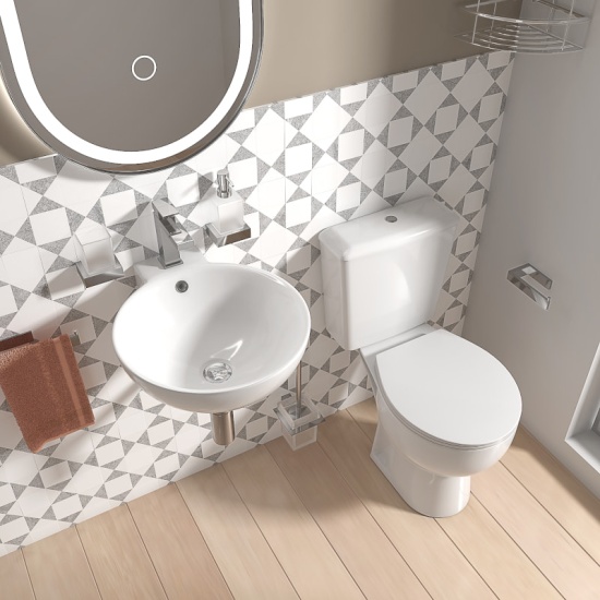 Tesla Wall Hung Basin and Toilet with Chrome Tap