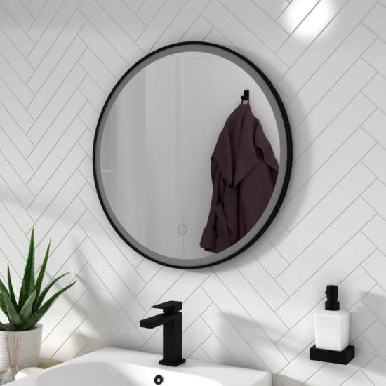 BC Round Black LED Antifog Mirror BC Round Black LED Antifog Mirror