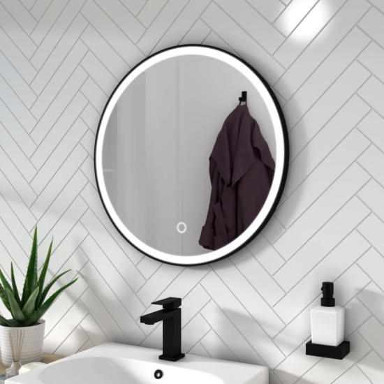 BC Round Black LED Antifog Mirror BC Round Black LED Antifog Mirror