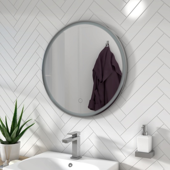 BC Round Silver LED Antifog Mirror