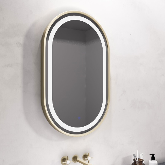 BC Oval Gold Illuminated Mirror