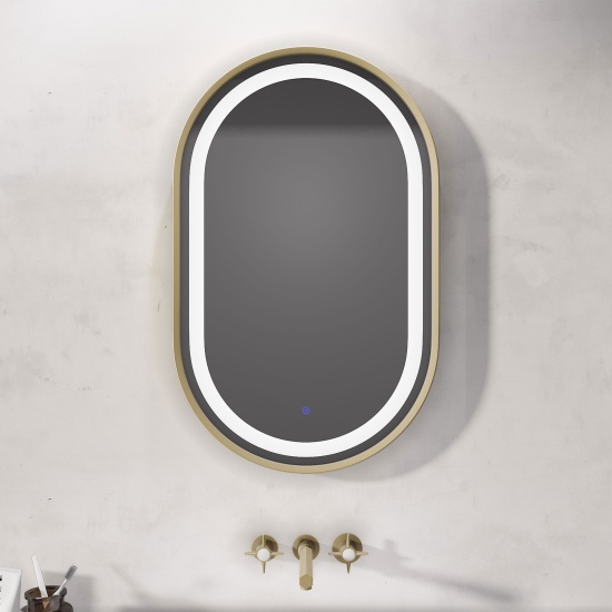 BC Oval Gold Illuminated Mirror