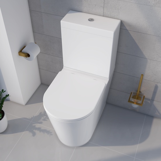 Close-up of thin seat for Carolina Close-Coupled Toilet Top-view Close-up showing Slimline Seat on Close coupled WC