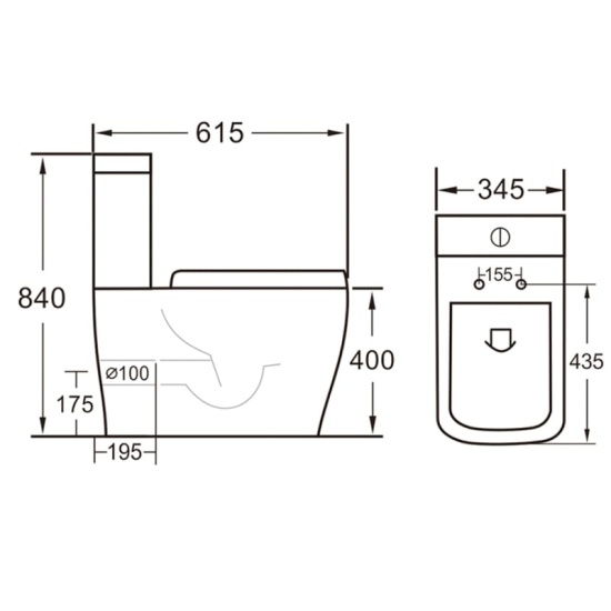 Laverne Rimless Close Coupled Toilet Extra Product Image For Laverne Standard Height Toilet Dimensions Min 1