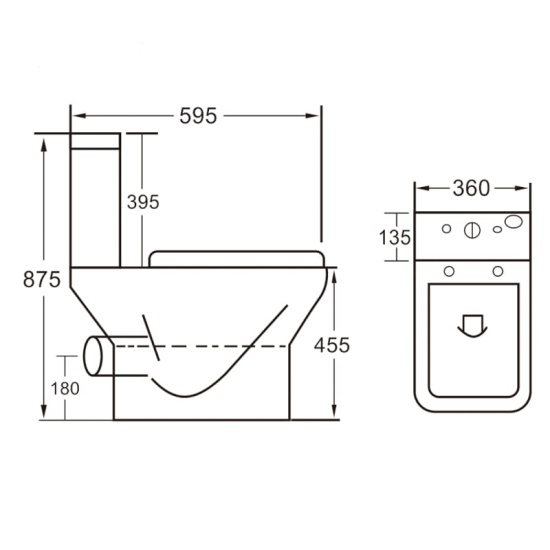 Sullivan Comfort Height Close Coupled Toilet Open Back Extra Product Image For Sullivan Comfort Height Toilet Dimensions Min 1
