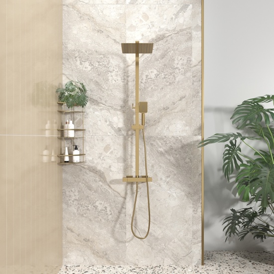 Twiss Gold Square Shower Rail Kit