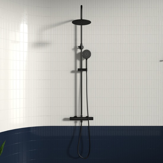 Petteril Black Round Shower Rail Kit