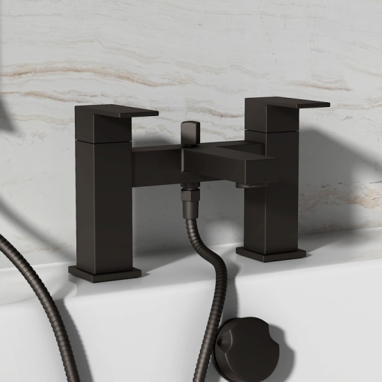 Glade Black Bath Shower Mixer Tap with Handset & Hose
