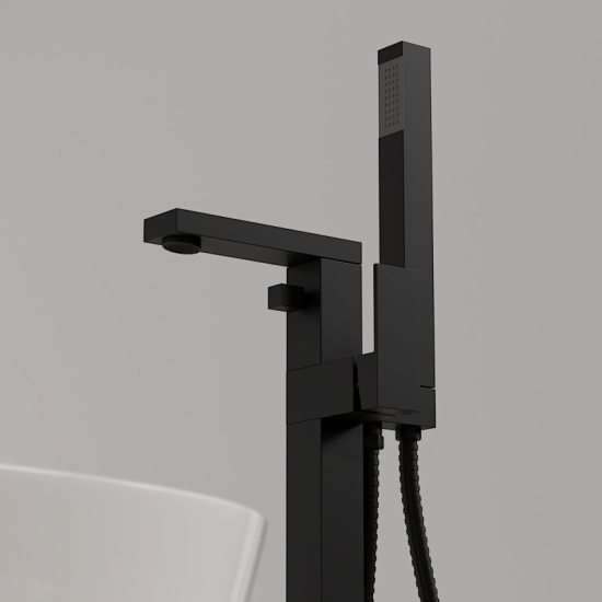 Glade Large Black Floorstanding Bath Shower Tap