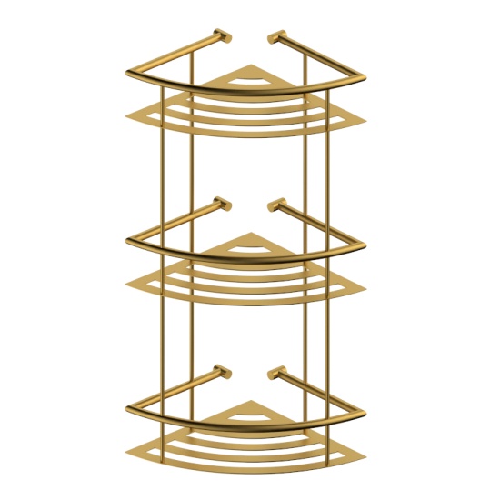Matki Illusion, Quintesse Shower Enclosure: 3 Sided with Raised Tray (Various Sizes) Triple Shower Basket in Gold