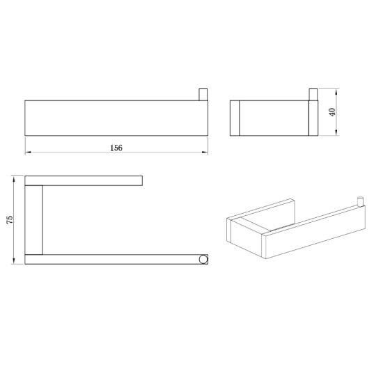 Slade Chrome Toilet Roll Holder Extra Product Image For Slade Chrome Toilet Roll Wall Holder Drawing 1