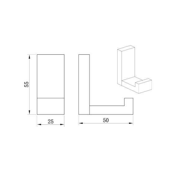 Slade Chrome Towel Hook Extra Product Image For Slade Chrome Robe Hook Drawing 1