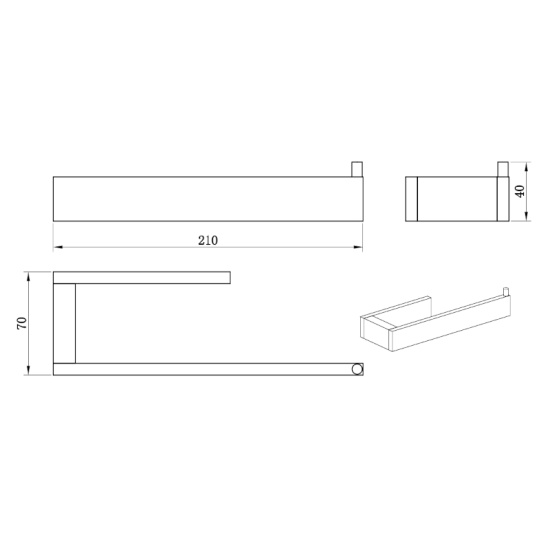 Slade Chrome Wall Towel Rail Extra Product Image For Slade Towel Ring Chrome Drawing 1