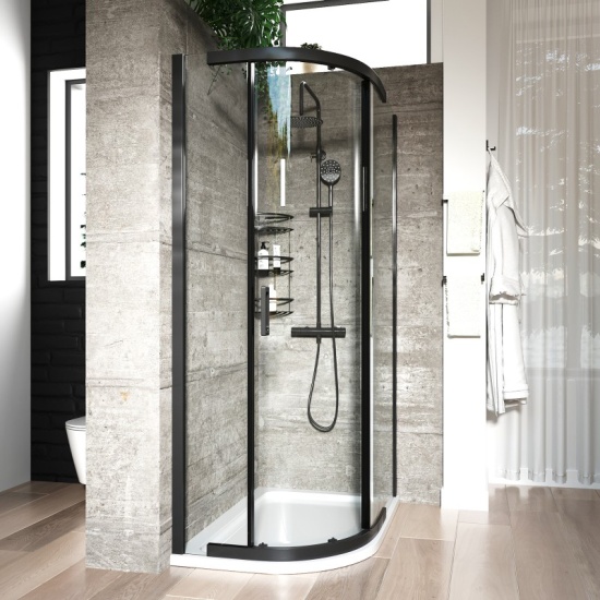 Odessa Black Offset Quadrant Shower Enclosure 1200 900 Odessa Black Offset Quadrant Shower Enclosure 1200 900
