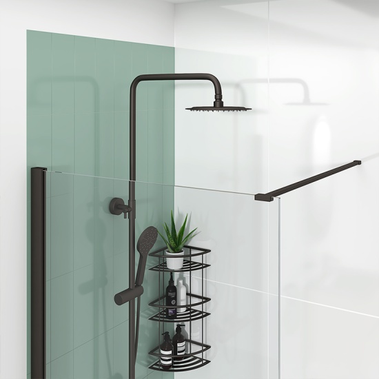 Radiant Black 1400 Hinged Walkin Recess Shower Enclosure