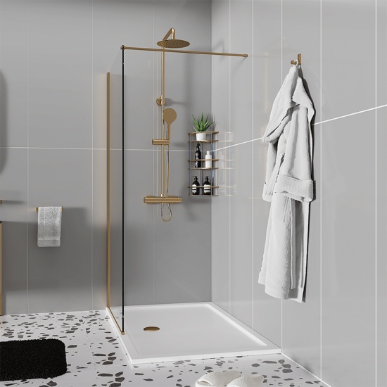 radiant gold 1300 frameless walkin recess shower enclosure