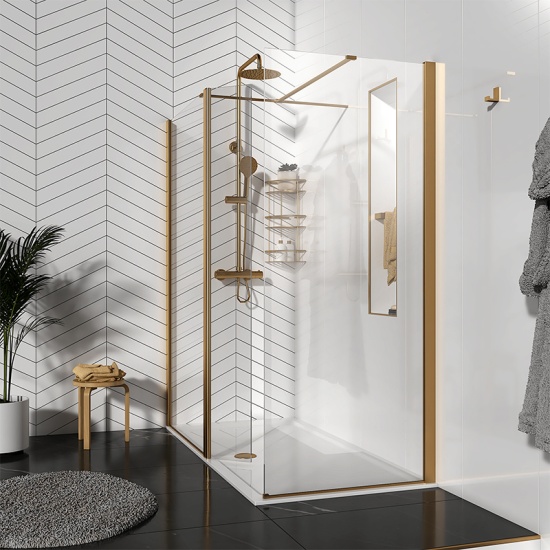 radiant gold 1300 frameless walkin corner shower enclosure