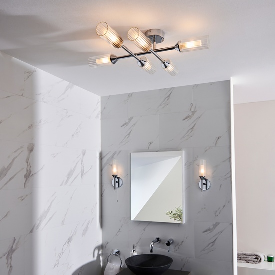 Negresco Arm Glass Semi Flush LED Light 6 Bulb