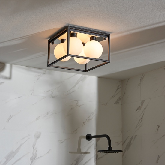 Corinth Multi Arm Glass Semi Flush LED Light 4 Bulb