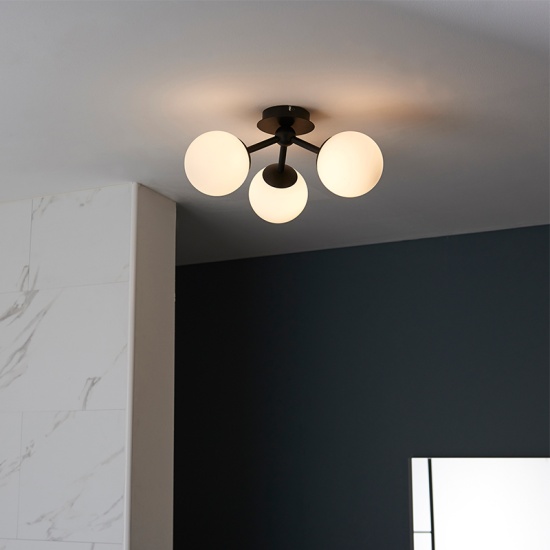 Ellesmere Multi Arm Glass Semi Flush Light 3 Bulb