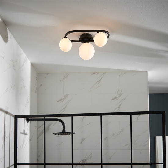 Bahia Multi Arm Glass Semi Flush Light 3 Bulb