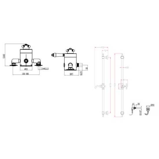 Traditional Shower Riser Kit with Handset and Slide Rail