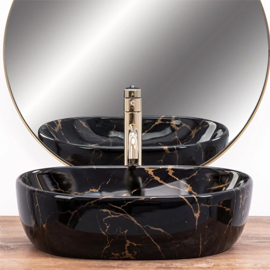 Knox Black Marble Gloss Countertop Basin