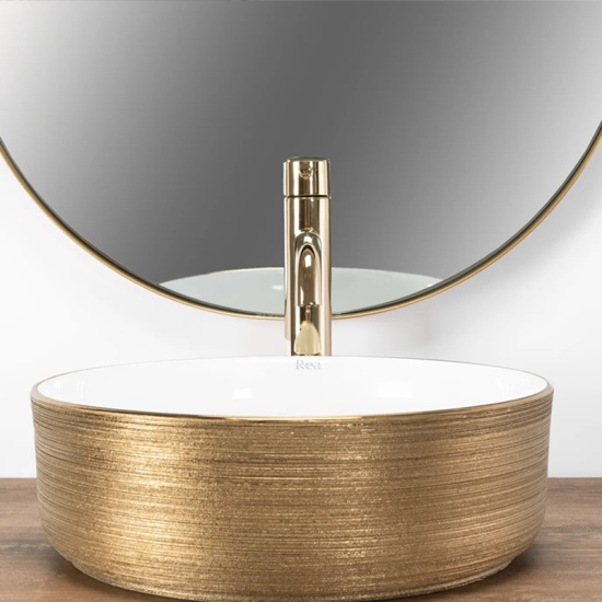 Remy White and Gold Countertop Sink