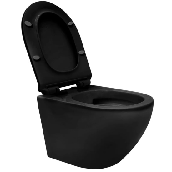 Knox Rimless Black Matt Wall Hung WC Bowl