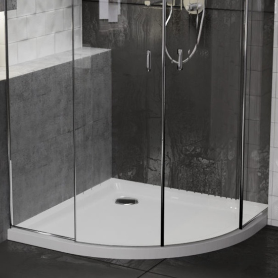 Stone Resin Quadrant Easy Plumb Tray 800 x 800 with Optional Chrome Waste 