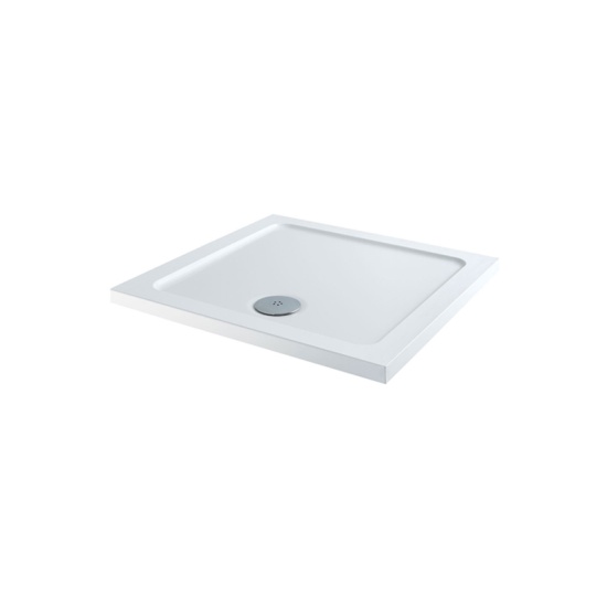 square 760 x 760 shower tray chrome waste