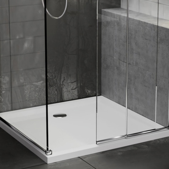 square 900 x 900 shower tray chrome waste