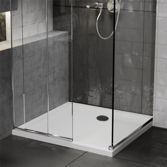 Stone Resin Square Tray 900 x 900 with Optional Black Waste 