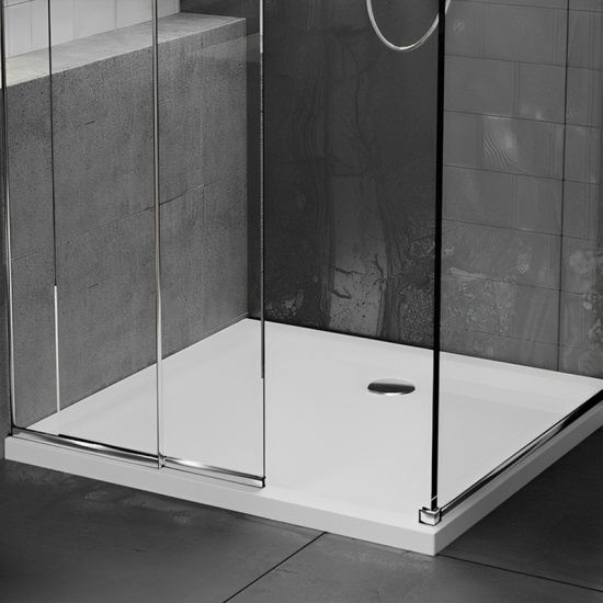 square 700 x 700 raised shower tray chrome waste