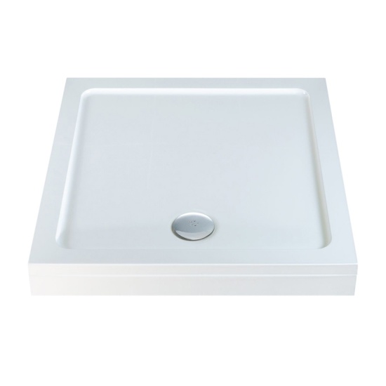 square 800 x 800 raised shower tray chrome waste