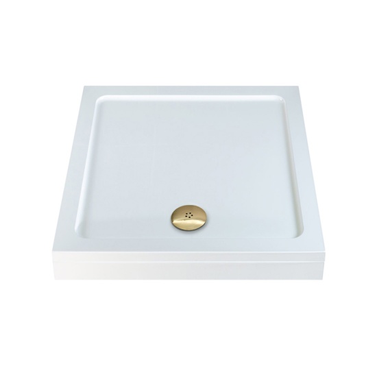 square 700 x 700 raised shower tray gold waste