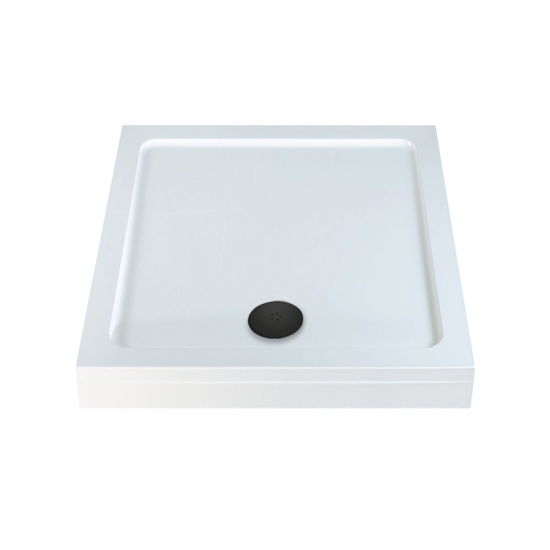 square 760 x 760 raised shower tray black waste