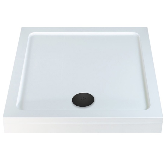 square 900 x 900 raised shower tray black waste