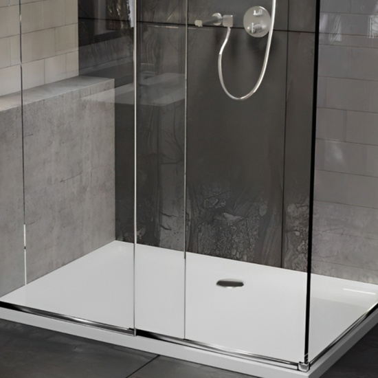rectangular 1600 1700 1800 shower tray chrome waste