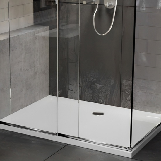 rectangular 1600 1700 1800 raised shower tray chrome waste