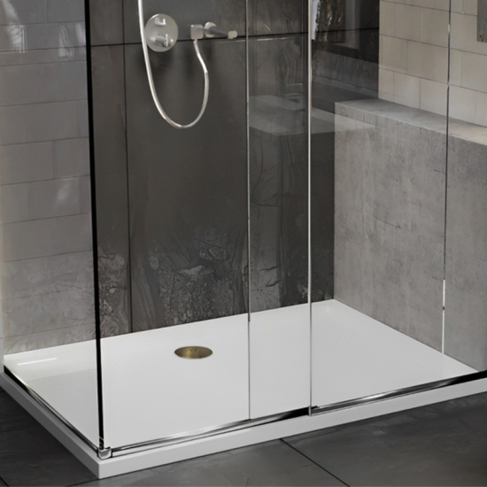 rectangular 1000 1100 1200 raised shower tray gold waste